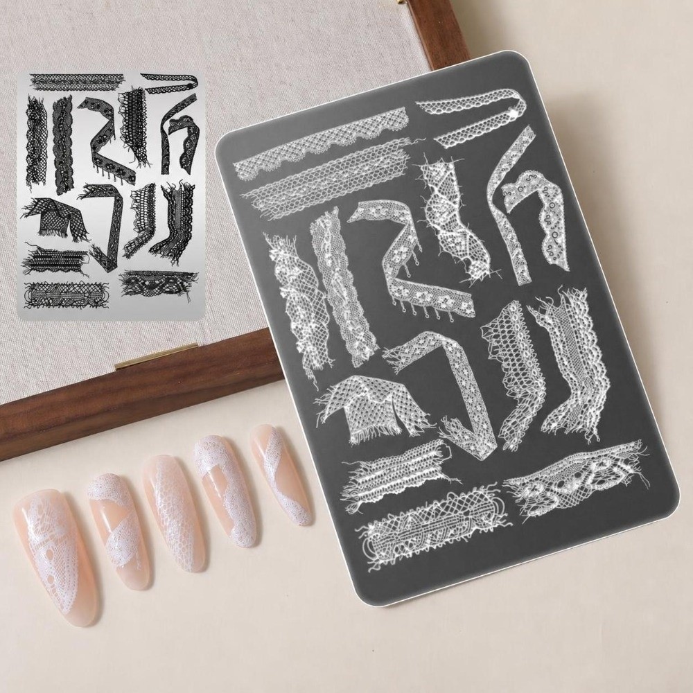 3D Printing Template - Lace Ribbon Nail Stamping Plates Hollow