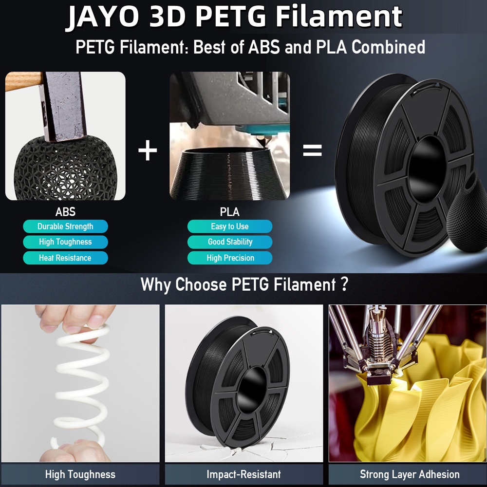 JAYO 5 Rolls 3D Printer PLA/PE - Carbon Fiber Filament recension och pris