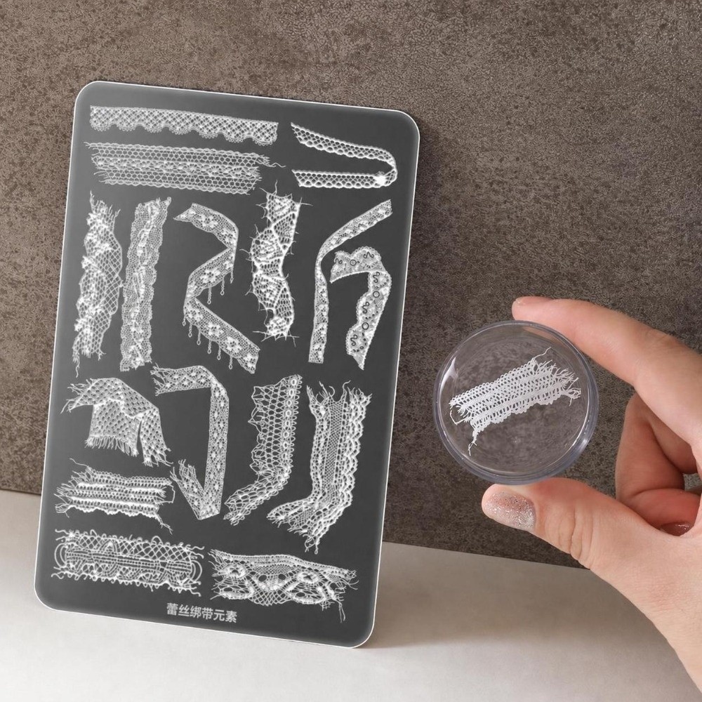 Lace Ribbon Nail Stamping Plat - 3D Printing Template recension och pris