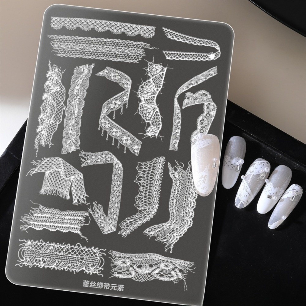 Lace Ribbon Nail Stamping Plat - 3D Printing Template recension och pris