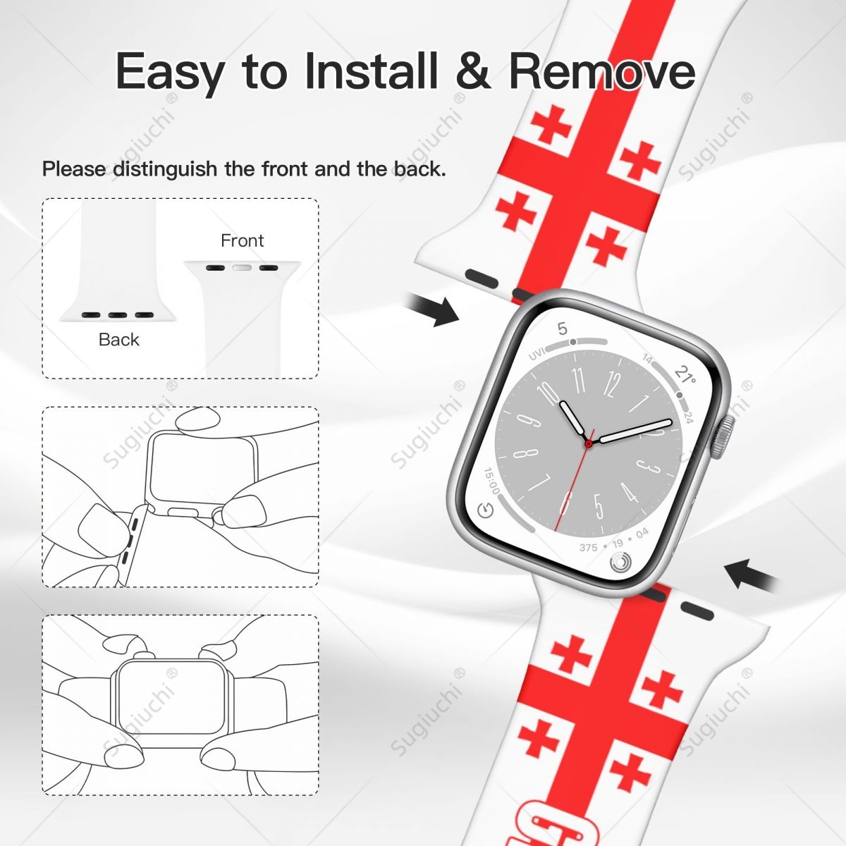 Unisex Georgia Flag 3D Printin - 3D Printing Watch recension och pris