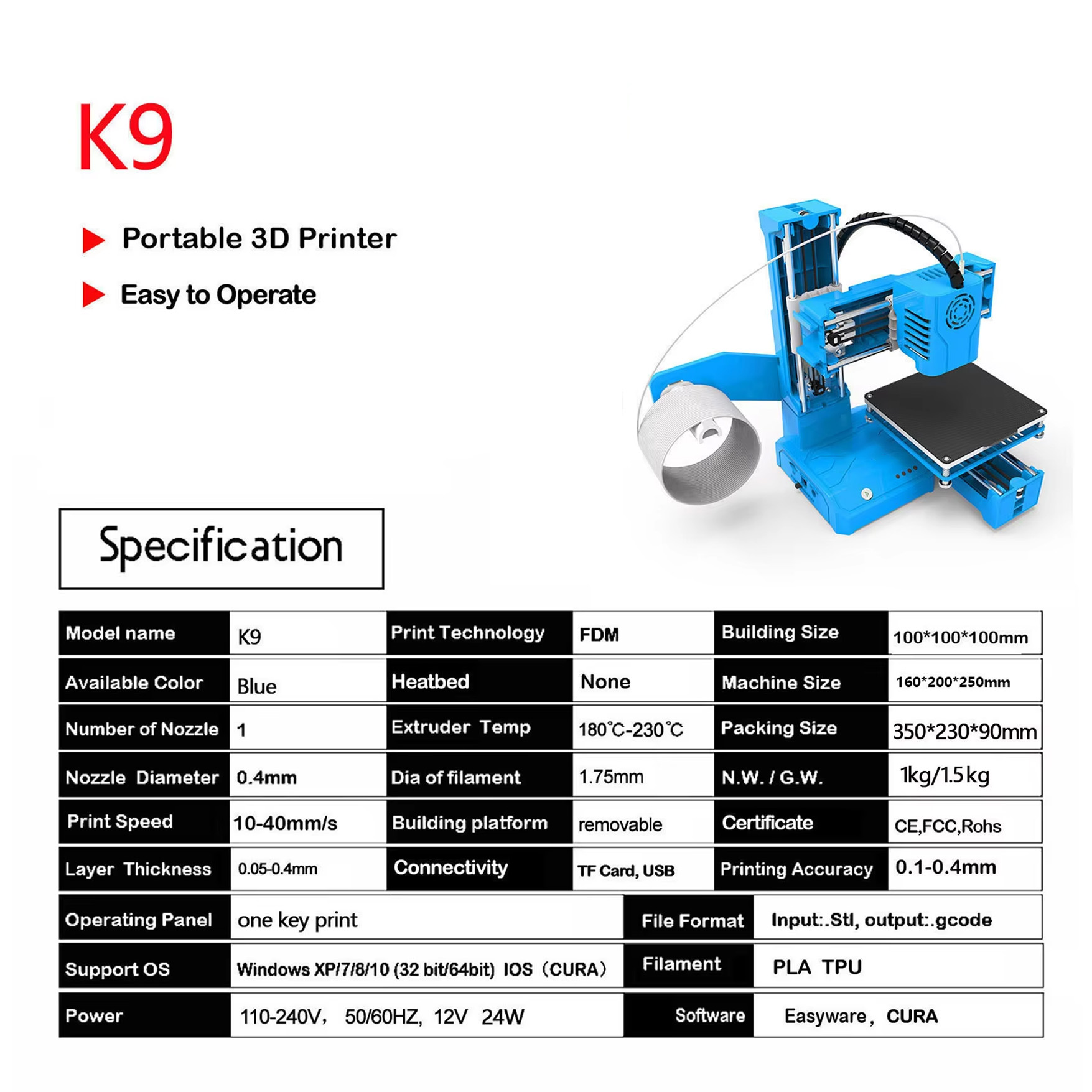 New K9 Modular Portable 3D Pri - 3D Printing Software recension och pris
